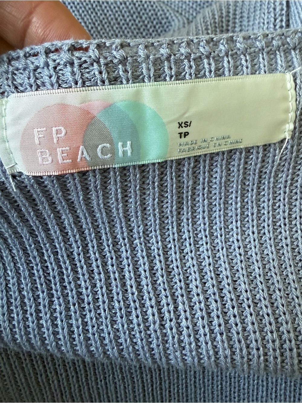 FP Beach Long Open Front Duster Cardigan Blue/Gray Knit Sweater XS*T30 - Picture 5 of 6